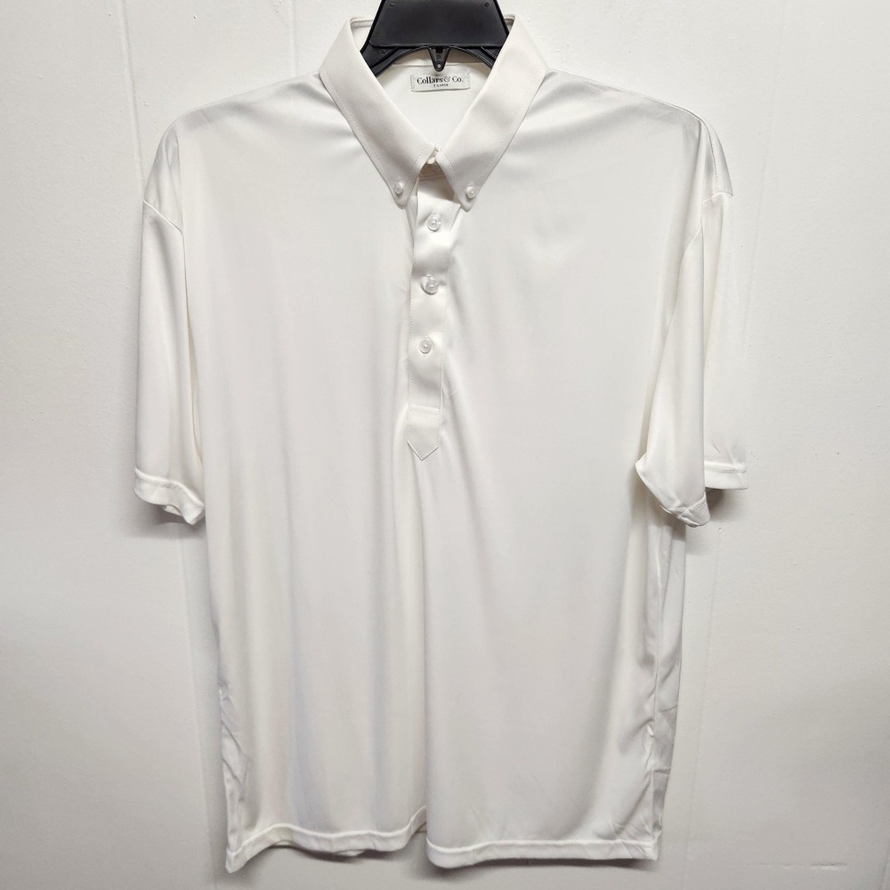 Collars & Co. Polo Shirt Mens XL White Dress Collar Short Sleeve Lightweight